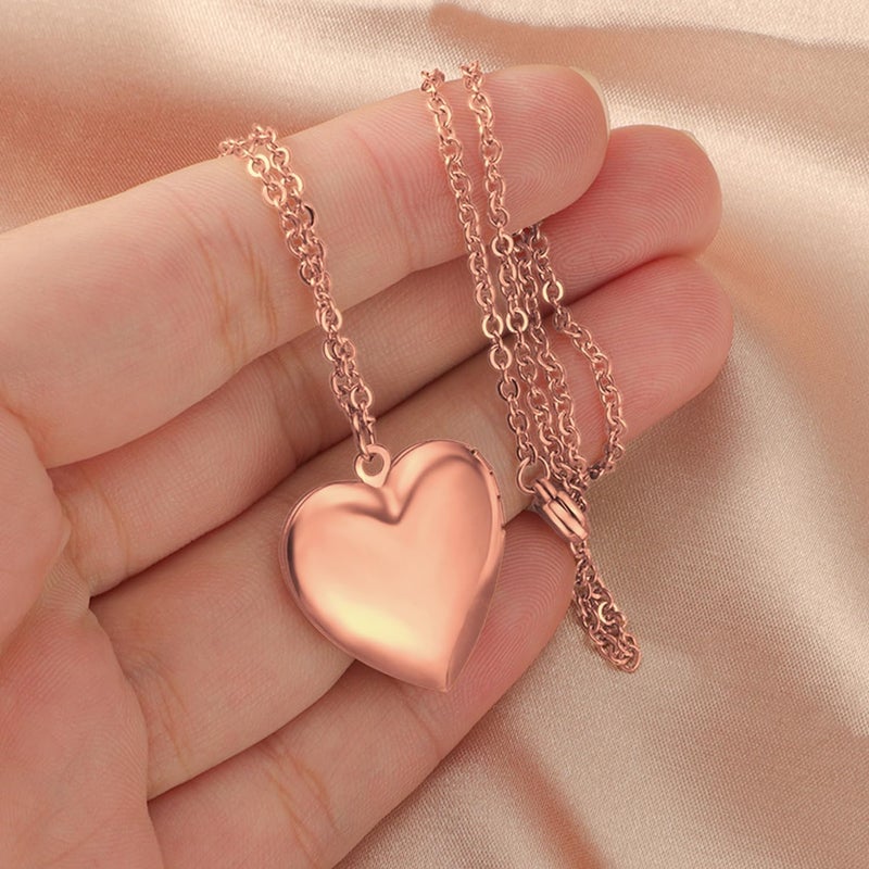 PHOCKSIN Locket Necklace for Women Black/Gold/Silver Locket Necklace Oval/Round/Heart Photo Necklace New Years Gifts for Girls - Image 2